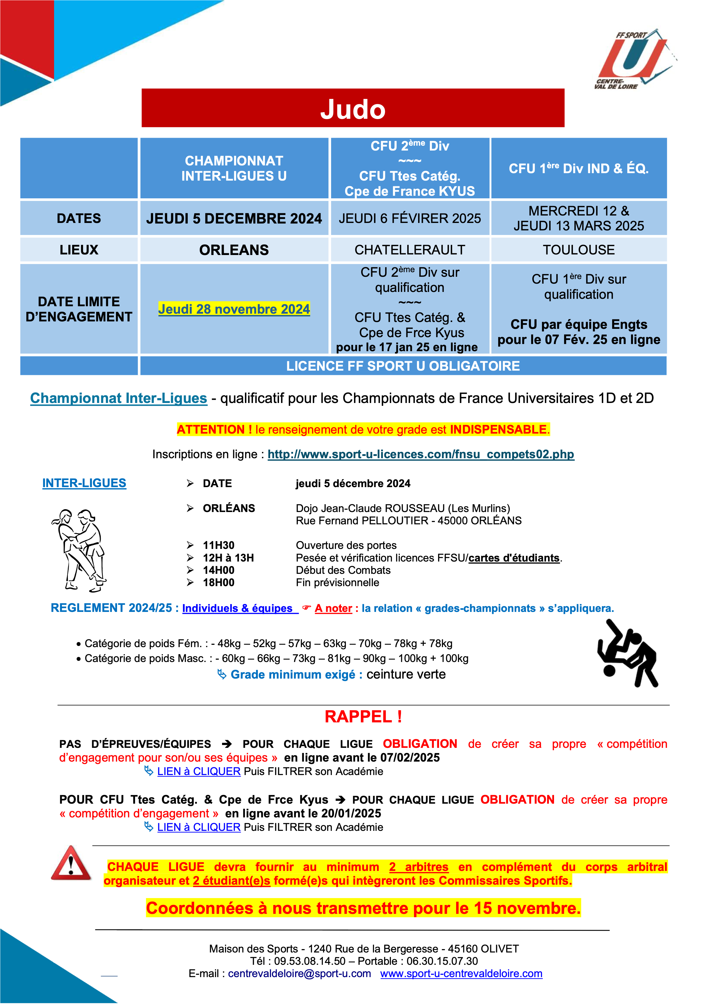 Circulaire compétitions Judo