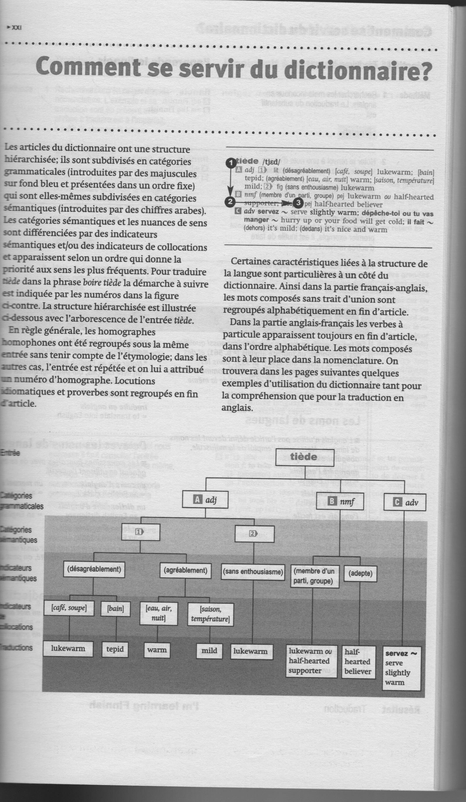 1- Scan Oxford-Hachette French Dictionary TIÈDE